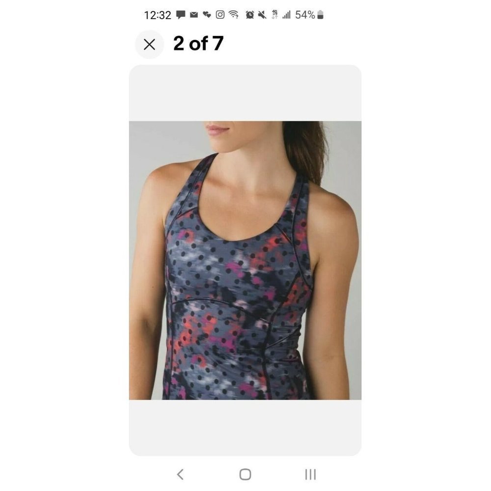 𝅺lululemon Kanto Catch Me Tank Top Built In Bra Racer Back Size 6 Blue Pink...